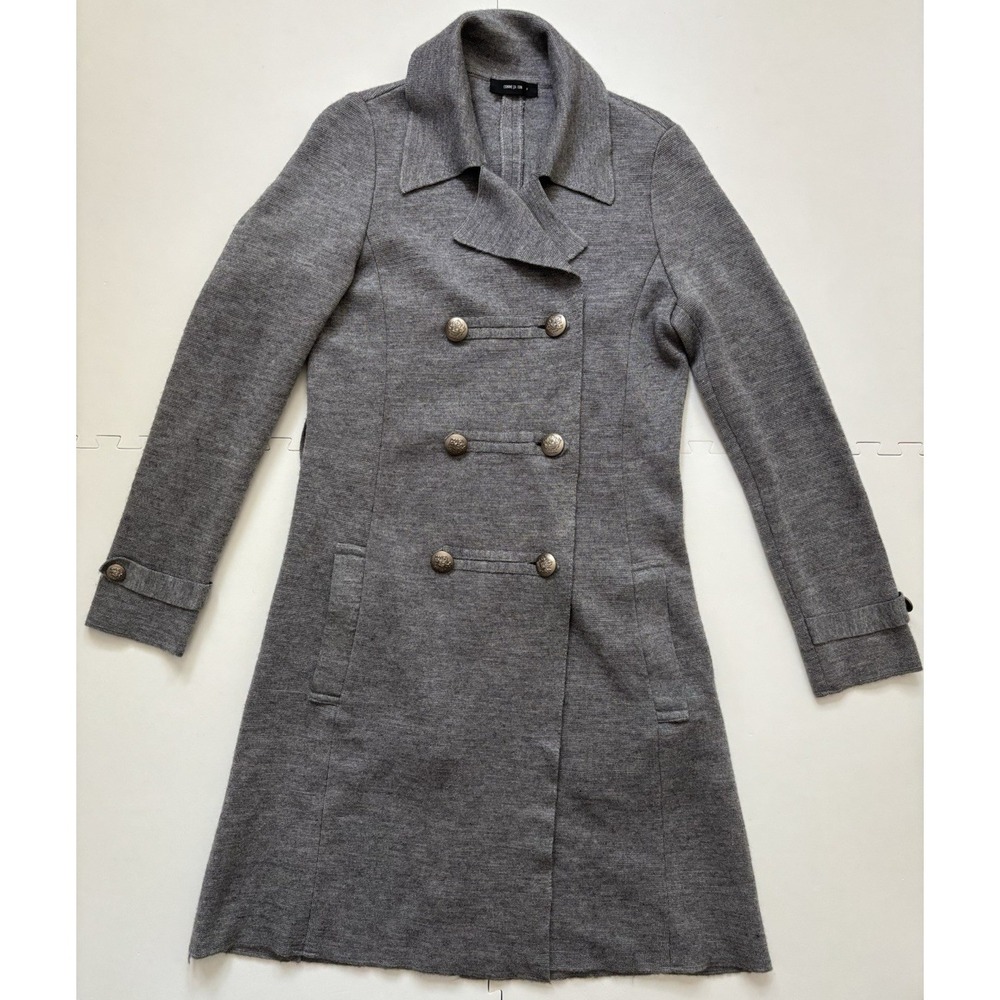 COMME CA ISM Pea Coat Womens Sweater Knit Jacket Military Japanese - Size M Gray
